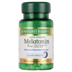 Nature's Bounty Melatonin Sleep Aid Tablets; 3 mg; 120 Count