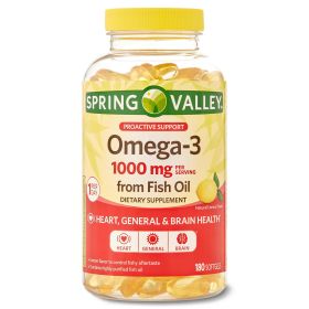 Spring Valley Omega-3 Fish Oil Soft Gels; 1000 mg; 180 Count