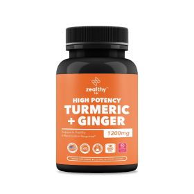 High Potency 1200mg Turmeric and Ginger Supplement Antioxidant 180 Capsules