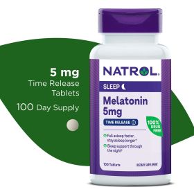 Natrol® Time-Release Melatonin 5 mg, Dietary Supplement for Restful Sleep, 100 Tablets, 100 Day Supply