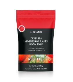 Pure Dead Sea Magnesium Flakes Restful Soak “ Relaxing & Replenishing 14oz Bath Soak “ Infused with Lavender, Patchouli