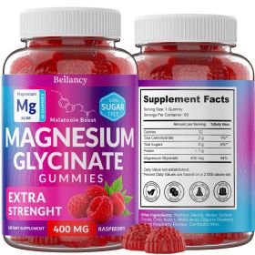 Sleep Support Magnesium Glycinate Gummies 400mg Raspberry with Blackcurrant Oil Sugar Free Non GMO Gluten Free 60 Days