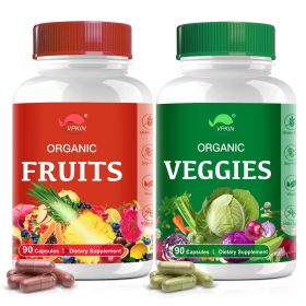 Organic Fruit and Veggie Supplement,Superfood Vitamin Capsules Made with Whole Food and Vegetables for Energy Boost,Vegan,Non-GMO