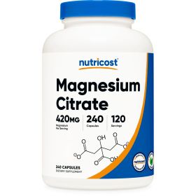 Nutricost Magnesium Citrate 420mg, 60 Servings, 240 Capsules - Non-GMO, Gluten Free Supplement