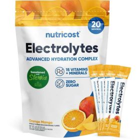 Nutricost Electrolytes Powder Hydration Packets (Orange Mango, 20 Servings) Low Calorie Keto Electrolytes Sweetened with Stevia - Non-GMO