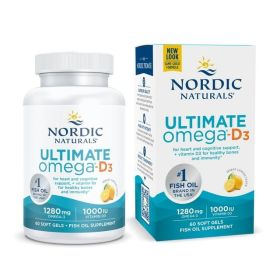 Nordic Naturals Ultimate Omega-D3 1280 Mg, Lemon, Fish Oil 60 ct